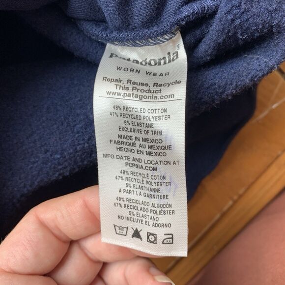 Patagonia Hoodie Small Uprisal Pullover Navy Sweatshirt Recycled Graphic - Picture 9 of 9